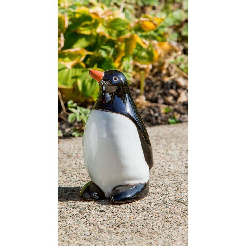 12.5" Handmade Glazed Ceramic Penguin Statue Black/White - Alfresco Home LLC