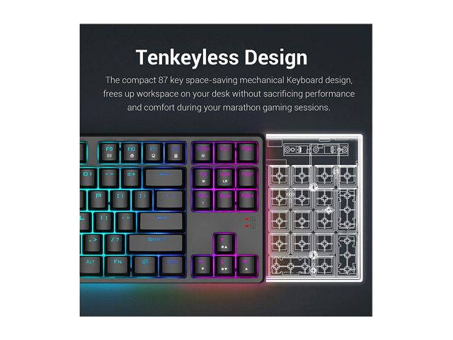 1STPLAYER RGB Gaming Mechanical USB Wired Keyboard DK5.0 Blue Switch Ergonomic 104 Keys NKRO Full Size Customizable Backlight LED Computer Laptop Keyboard for Windows PC Gamers (White)