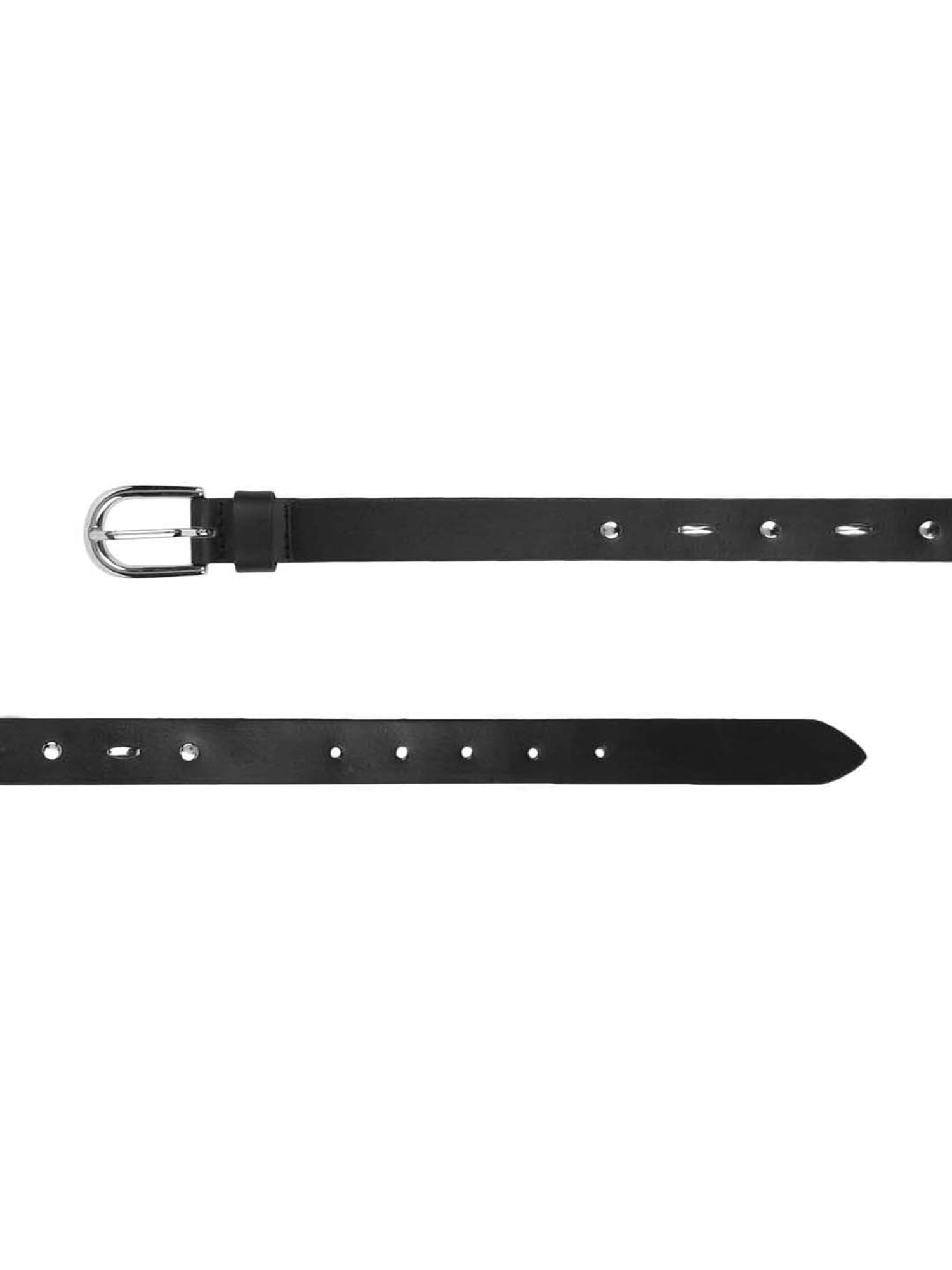 Aditi Wasan Black Leather Narrow Belt for Women