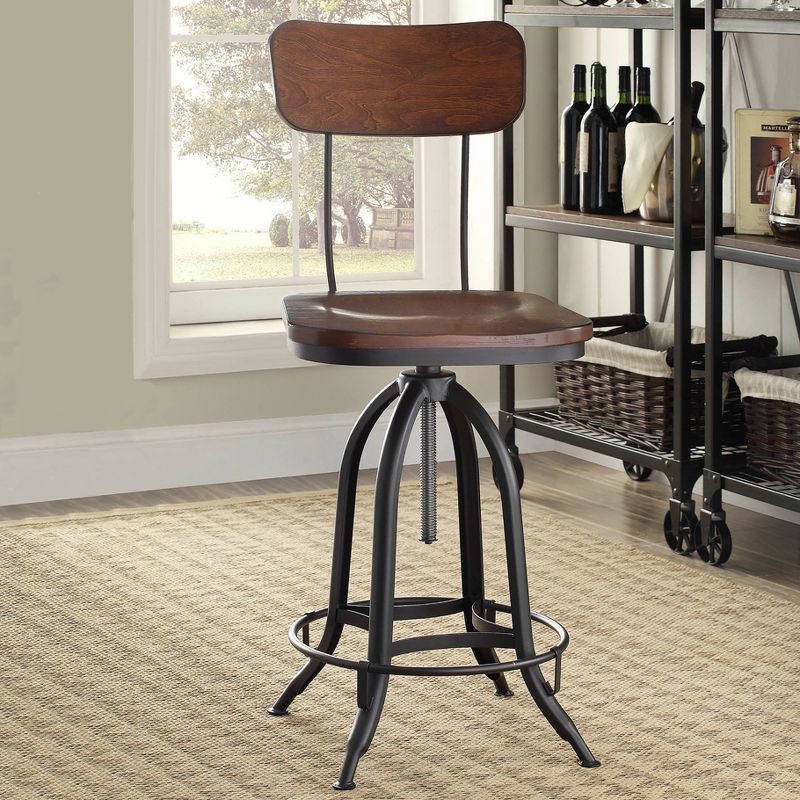 Mason Adjustable Counter Height Barstool Chestnut/Black - Carolina Chair & Table
