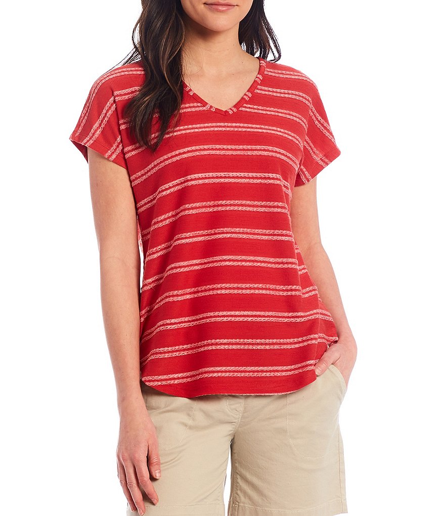 Westbound Short Sleeve Textured V-Neck Top