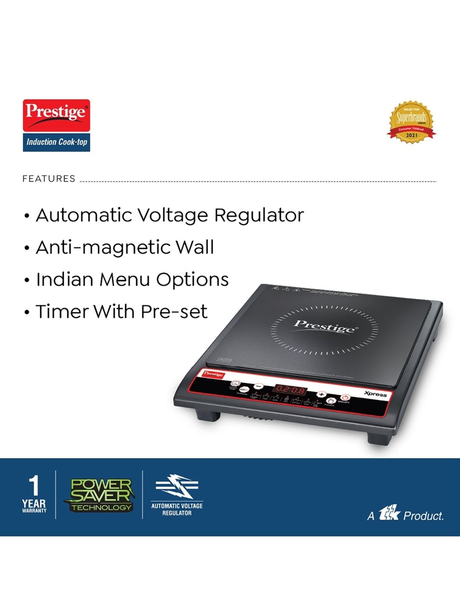 Prestige Xpress 1200W Black Ceramic Induction Cooktop