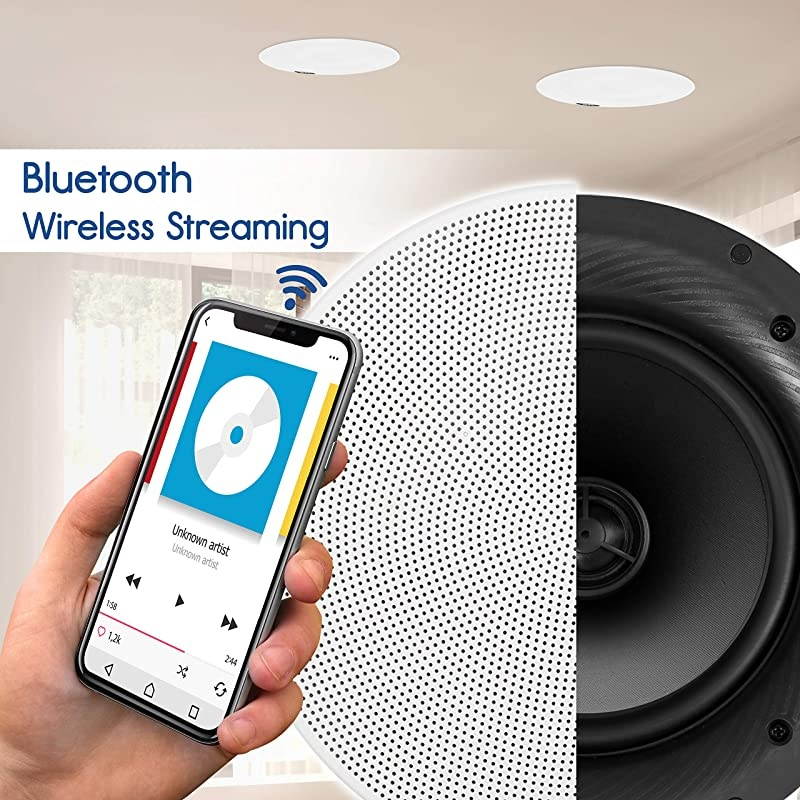 Pair 65 Bluetooth Universal Flush Mount inWall inCeiling 2Way Speaker System Dual Polyprone Cone amp Polymer Tweeter Stereo Sound 300 Watts PDICBT67