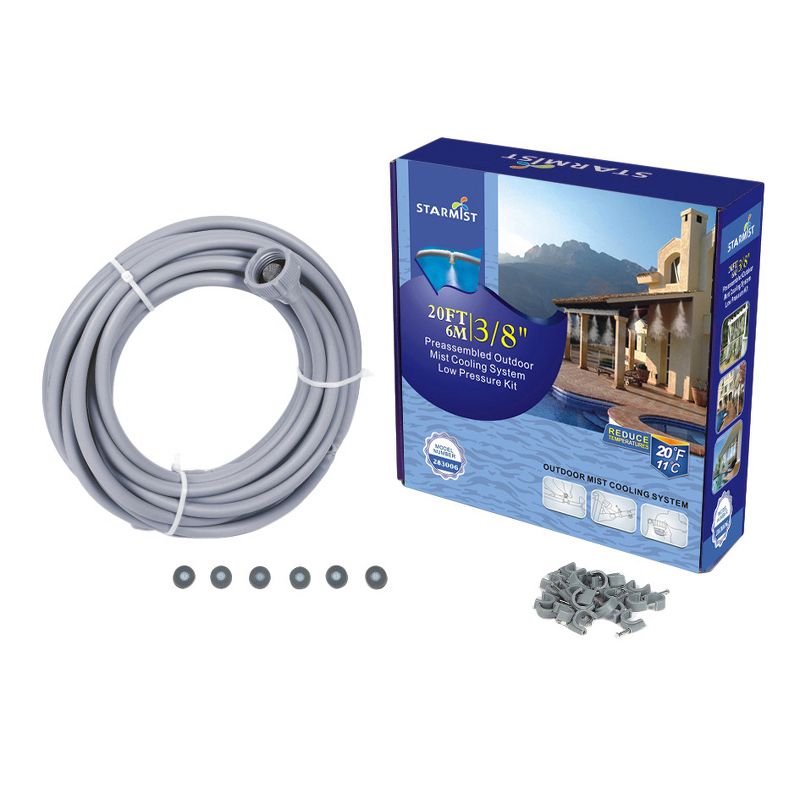 3/8" Preassembled Mist Cooling Kit, 20' - Gray - Sunneday