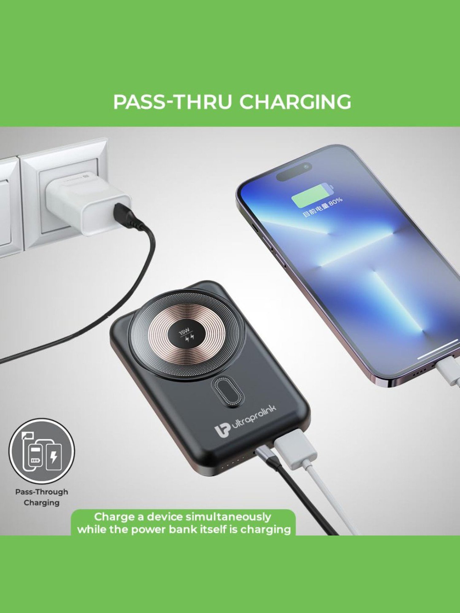 ULTRAPROLINK UM1114 10000 mAh Wireless Magnetic Mag-Safe Power Bank (Black)