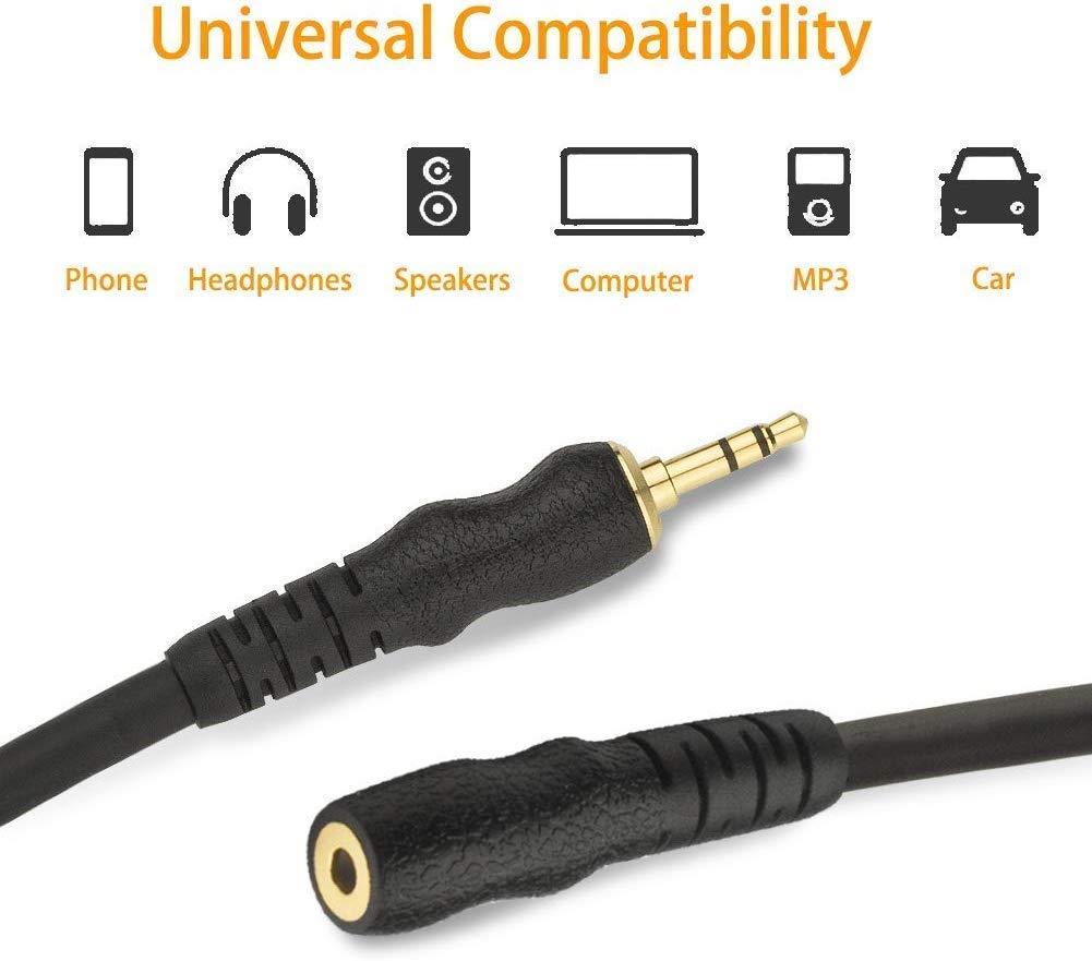 3.5mm Audio Cable EBXYA 3 Feet Stereo Male to Female Extension AUX Cord (2 Pack)