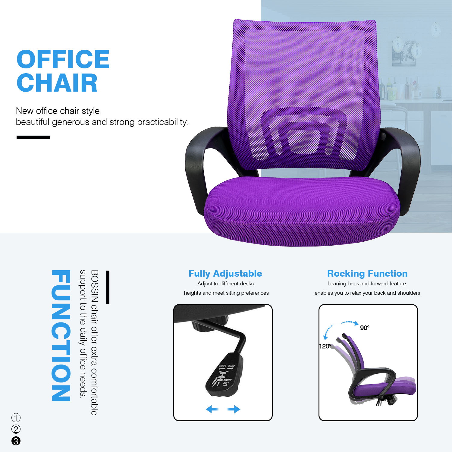 Vitesse Office Chair Mesh Desk Chair Ergonomic Computer Chair with Lumbar Support Modern Executive Adjustable Chair Rolling Swivel Chairs for Women Men,Grey