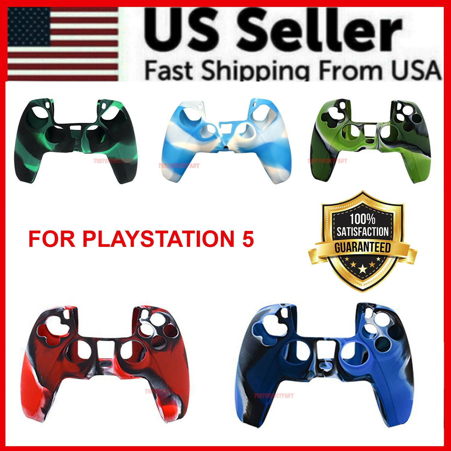 Camo Silicone Rubber Soft Skin Case Cover Grip For Playston 5 PS5 Controller