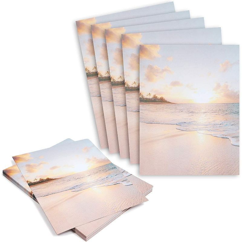 Pipilo Press 96-Sheet Sunset Beach Stationery Paper for Home and Office, 8.5" x 11"