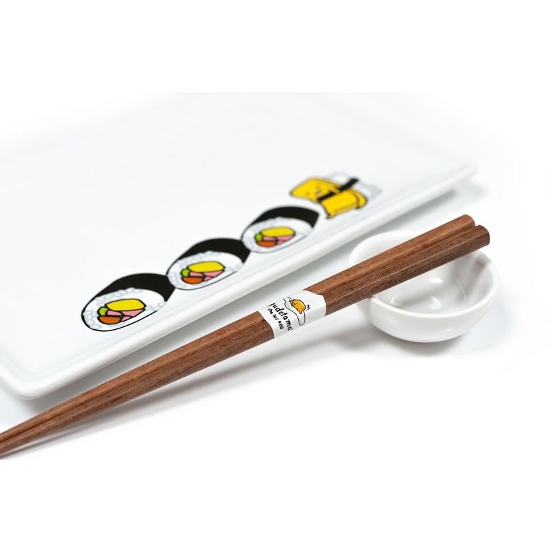 Seven20 Gudetama Stoneware Sushi Set | Plate | Wasabi Dish | Chopsticks