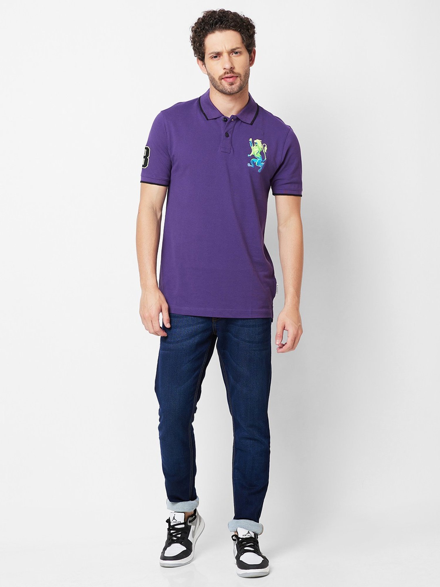 Giordano Purple Slim Fit Polo T-Shirt