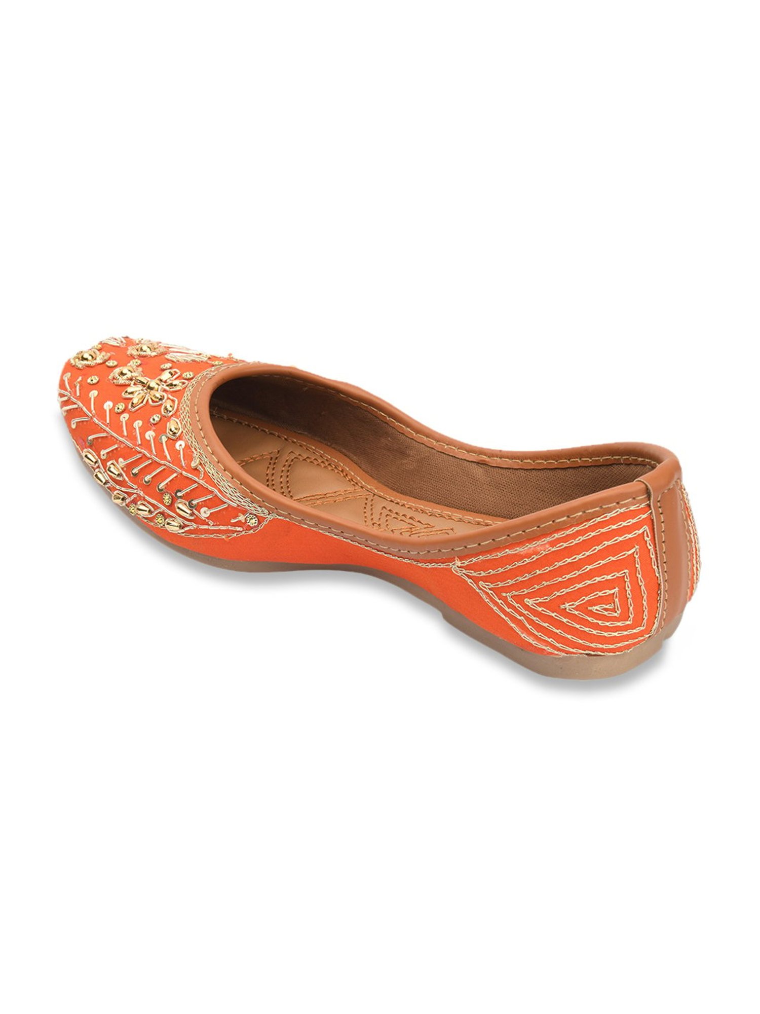 Desi Colour Women's Orange Ethnic Juttis