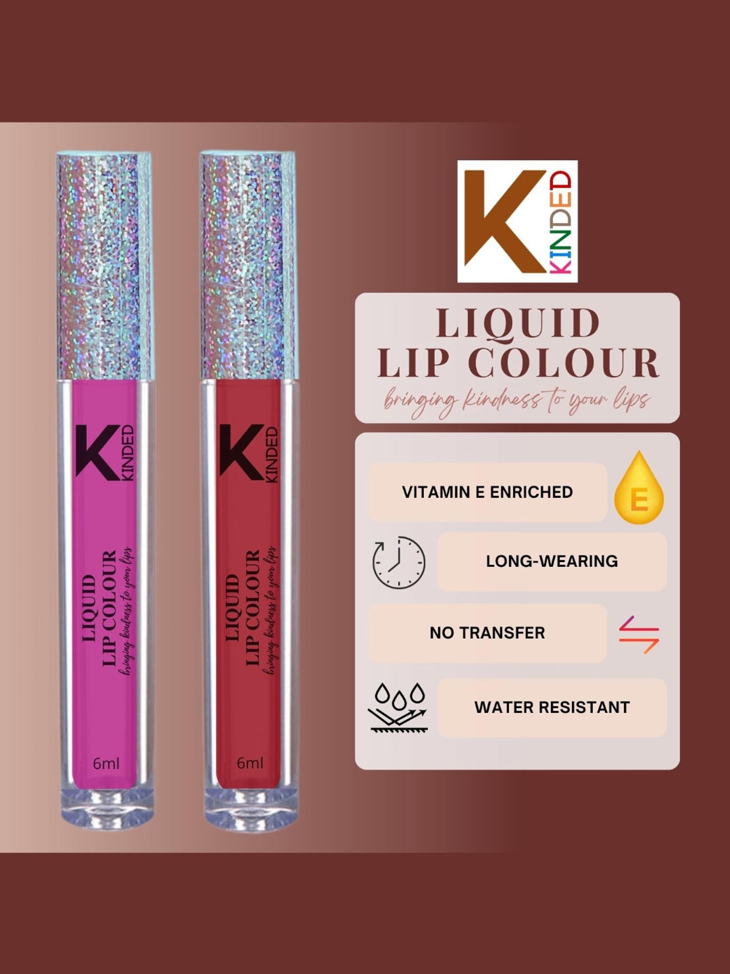 KINDED Liquid Lip Colour 02 More Magenta & 09 More Maroon Combo