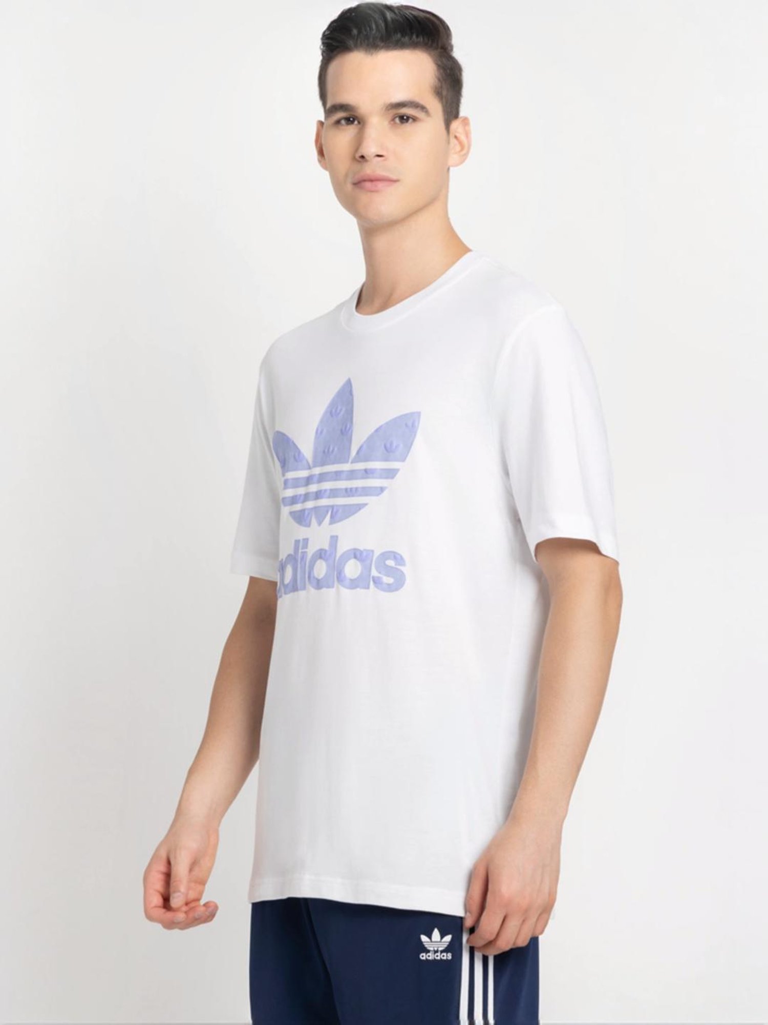 Adidas Originals White Cotton Regular Fit Printed T-Shirt