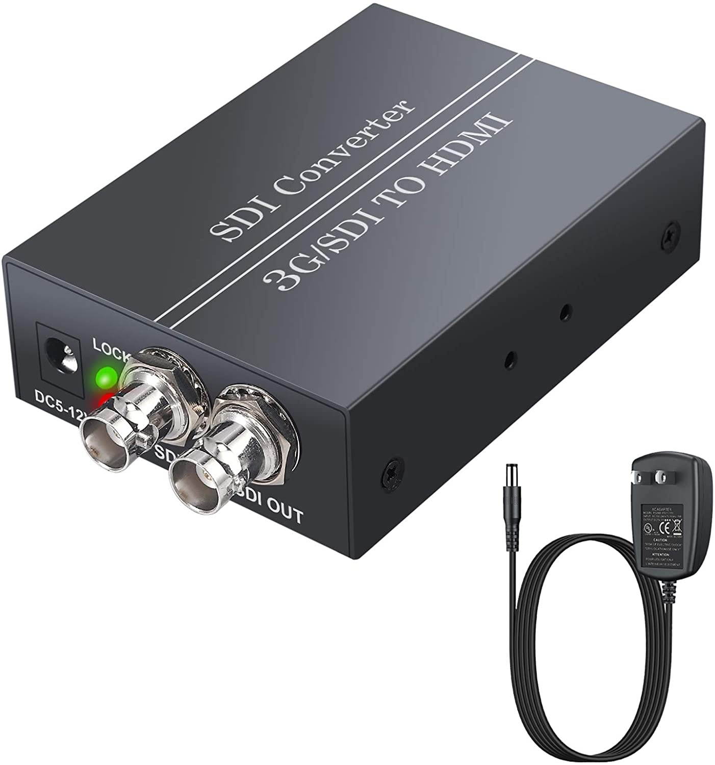 eSynic SDI to HDMI SDI to SDI SDI to HDMI Converter Adapter with 5V Power Adapter Support SDI Loop Out 3G-SDI/HD-SDI/SD-SDI to Full HD 1080P HDMI and SDI Audio Video Converter for SDI Camera DVR TV