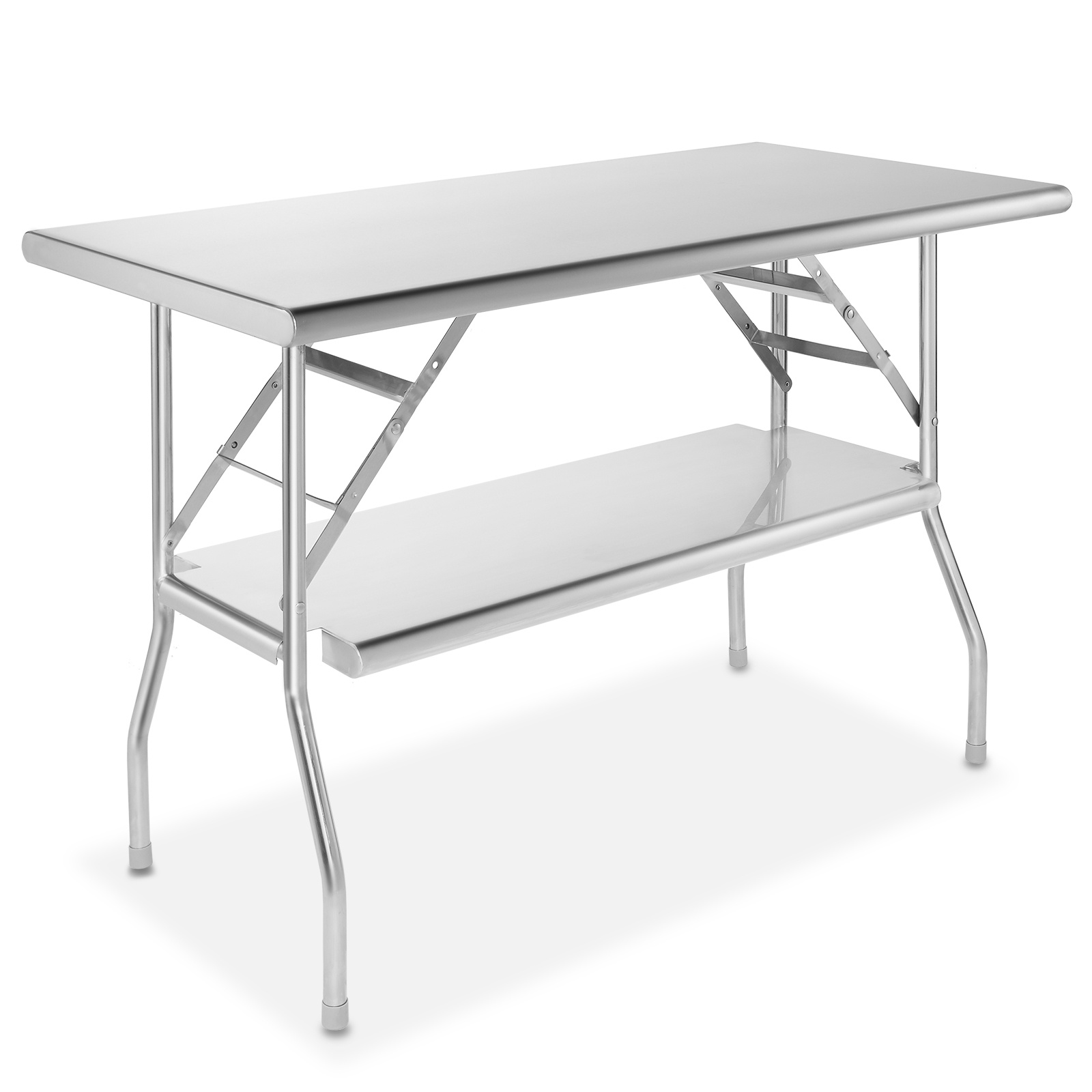 GRIDMANN Stainless Steel Folding Table 48 x 24 Inch Kitchen Prep & Work Table with Undershelf