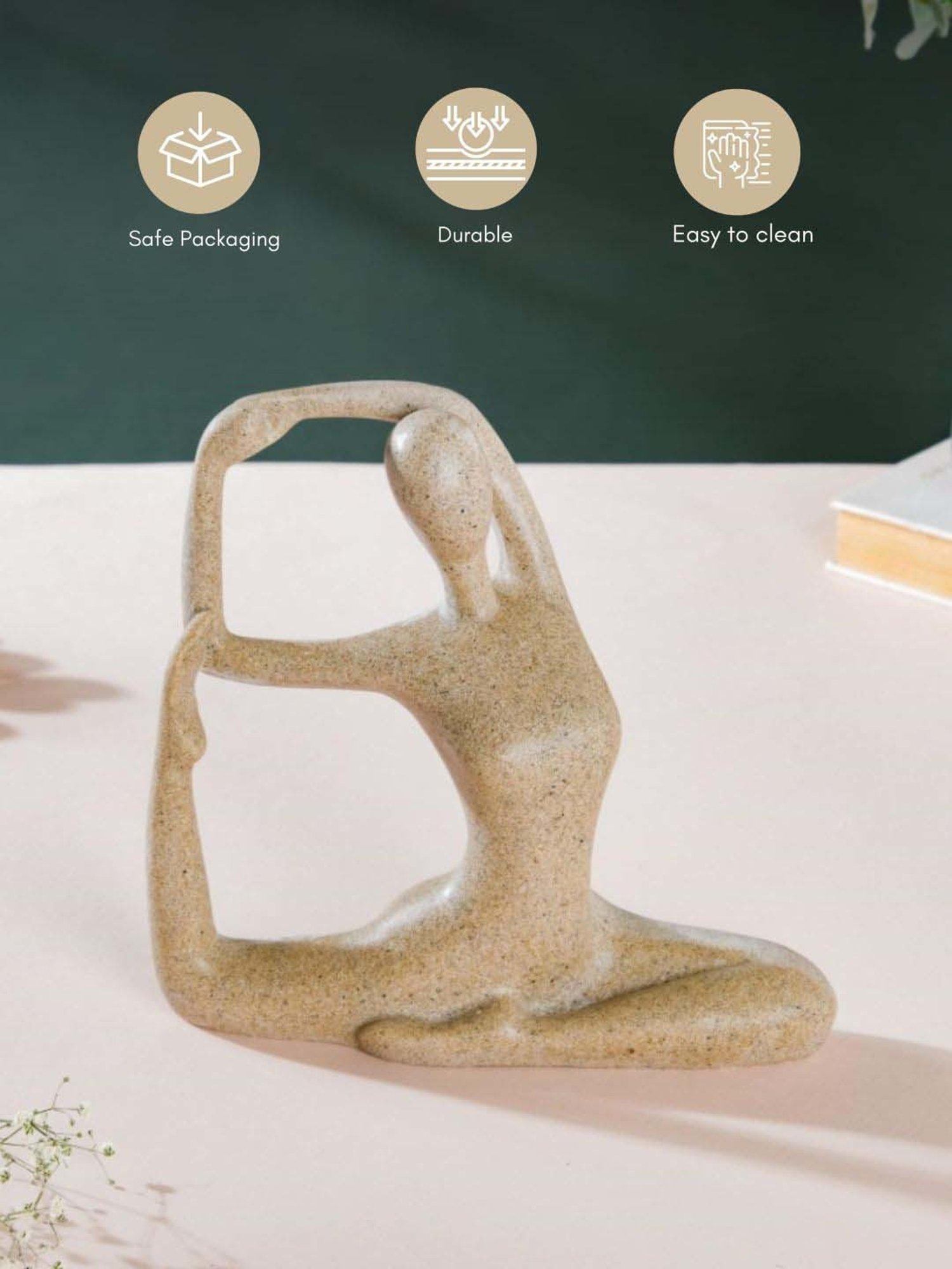 Nestasia Premium Quality Resin Made Cream Smooth Finish Yoga Showpiece For Home Decoration 8.26"