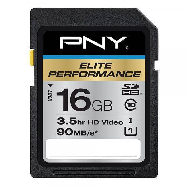 PNY Elite Performance 16GB High Speed SDHC Class 10 UHS-1 Up to 90MB/sec Flash Card - P-SDH16U1H-GE