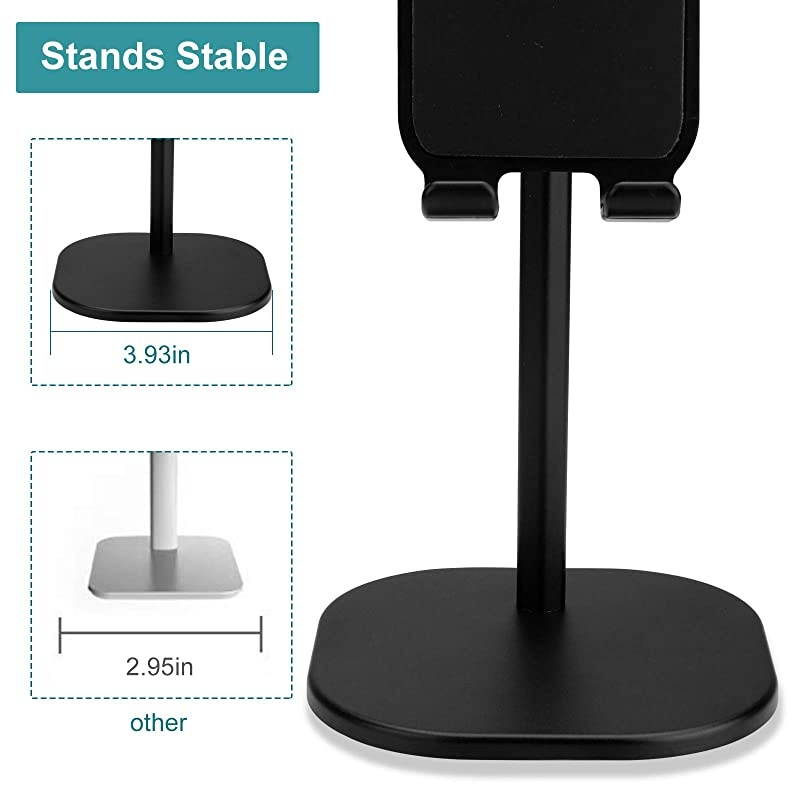 Cell Phone StandAngle Height Adjustable Stable Cell Phone Stand for DeskSturdy Aluminum Metal Phone HolderCompatible with Mobile PhoneiPadKindleTablet410inch
