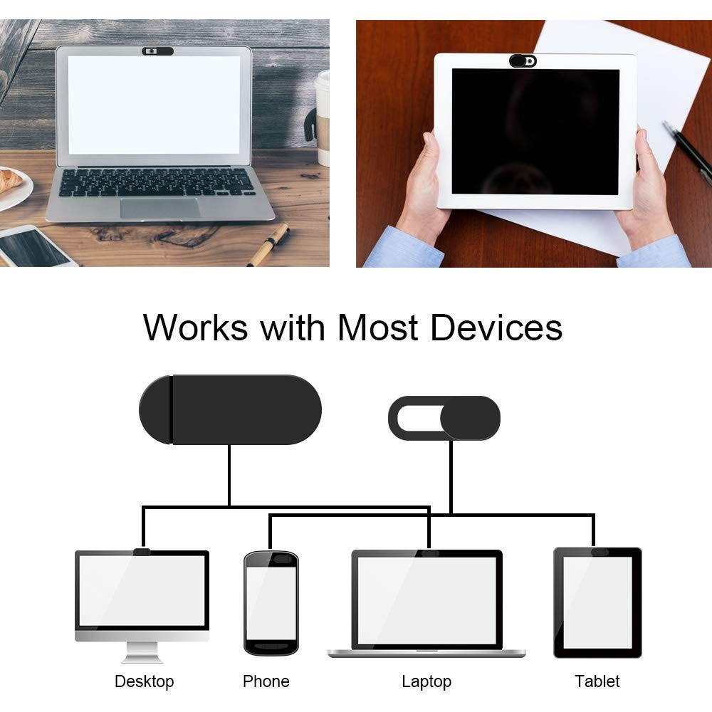 Webcam Cover,Ultra-Thin Web Camera Cover Slider Works with Most Tablet, Laptop,PC and All-in-One Desktops, Ultra-Adhesive Camera Privacy Assistant to Protect Privacy Every Moment(Black,6Pack)