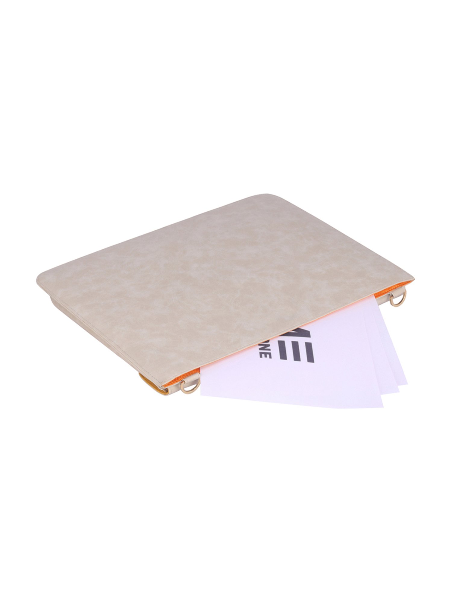 Eume Sage Off white Leather Laptop Messenger Bag