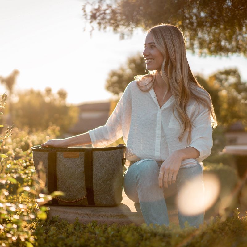 CleverMade Premium LUXE Insulated Collapsible Grocery 32qt Shopping Bag Tote with Zippered Lid and Shoulder Strap - Heather Gray/Coral