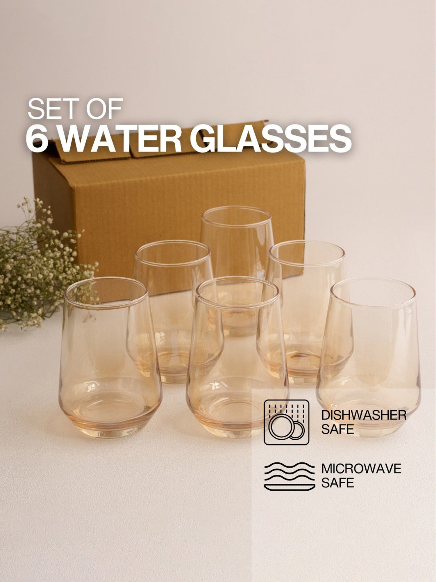 BlackCarrot Water Glass Set of 6