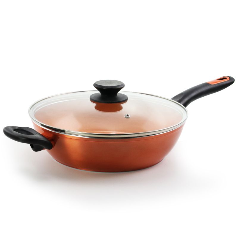 Gibson Home Cuisine 3 Quart Stainless Steel Nonstick Ceramic Saute Pan in Copper