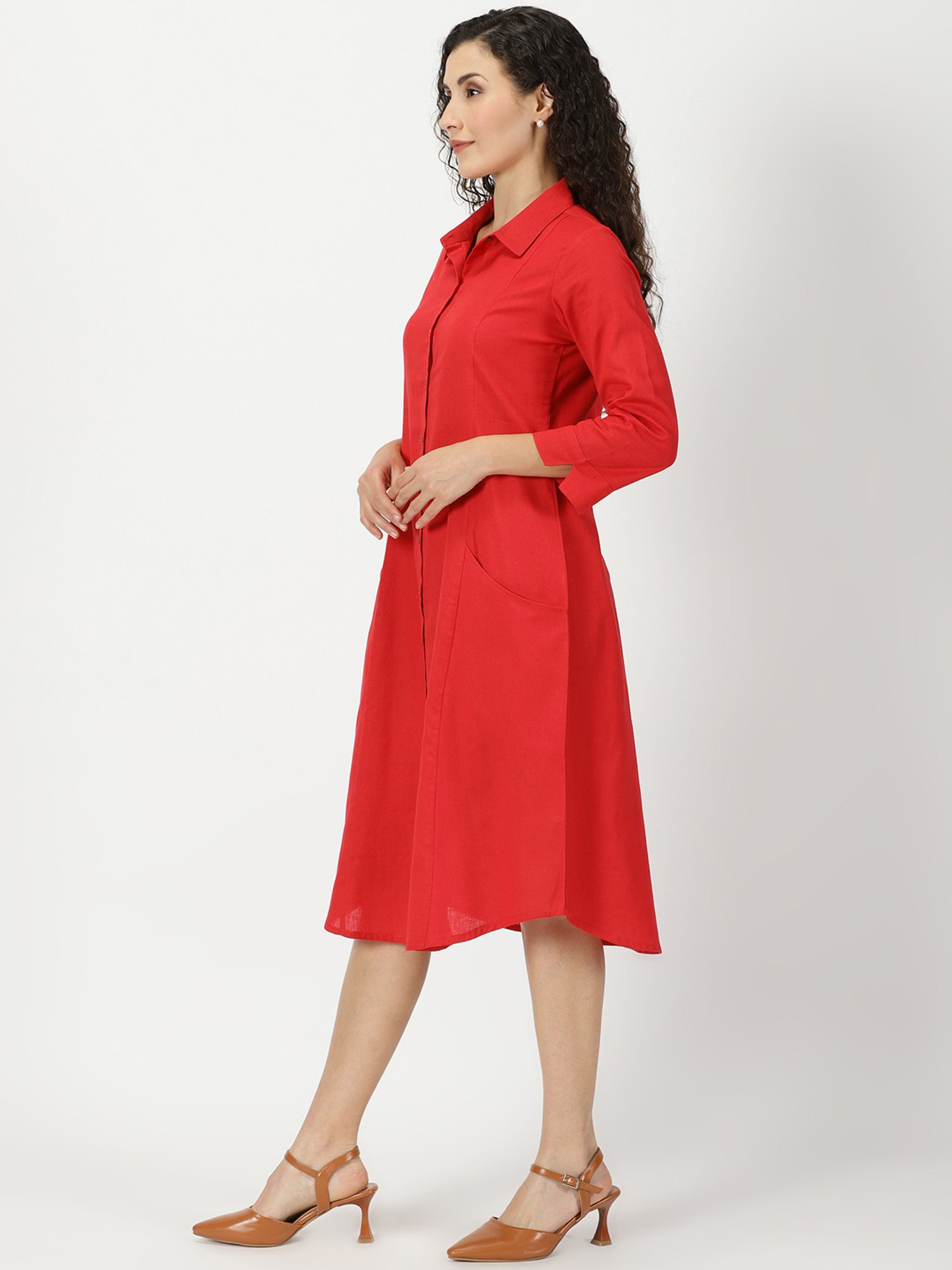 Saffron Threads Red Ethnic Dresses