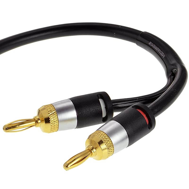 12AWG Ultra Series Speaker Cable Gold Plated Banana Tips 25 FT CL2 999 Oxygen Free Black SWT12B25B