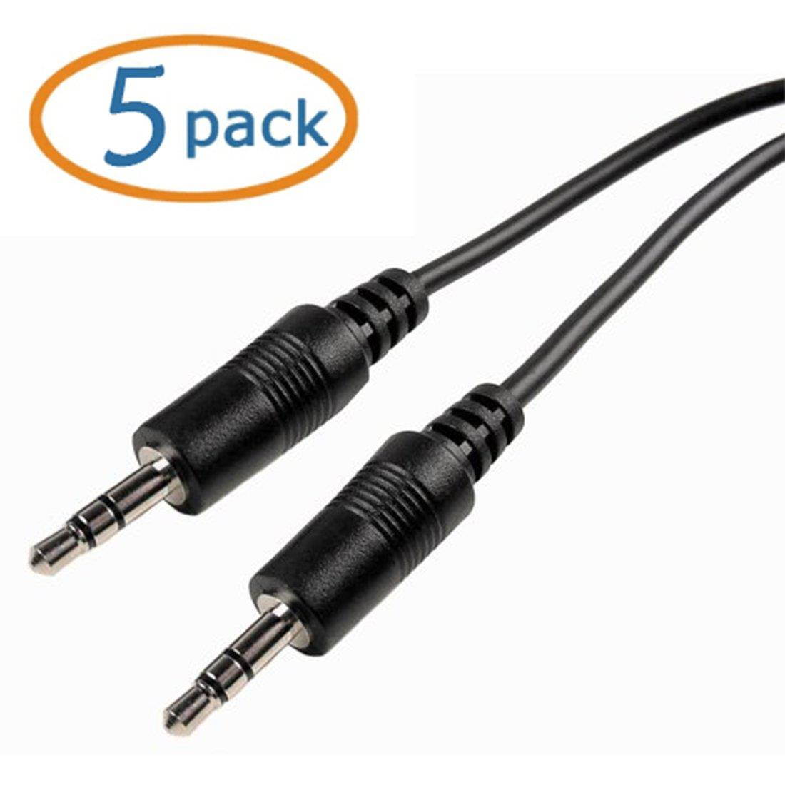 Cables Unlimited 6 feet 3.5mm Male to Male Stereo Audio Cable with nickel plated Plugs for DVD players, laptops, portabl