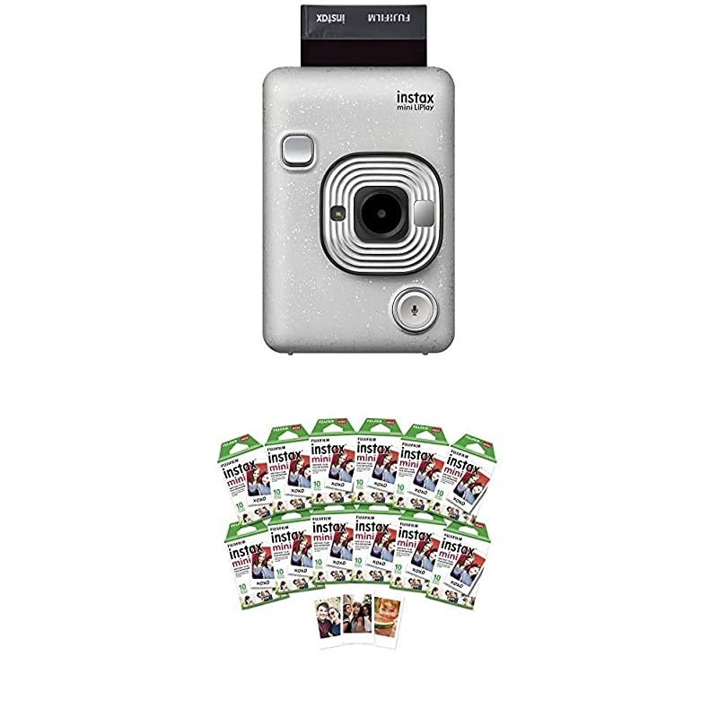 Instax Mini Liplay Hybrid Instant Camera - Stone White + w/120-pack