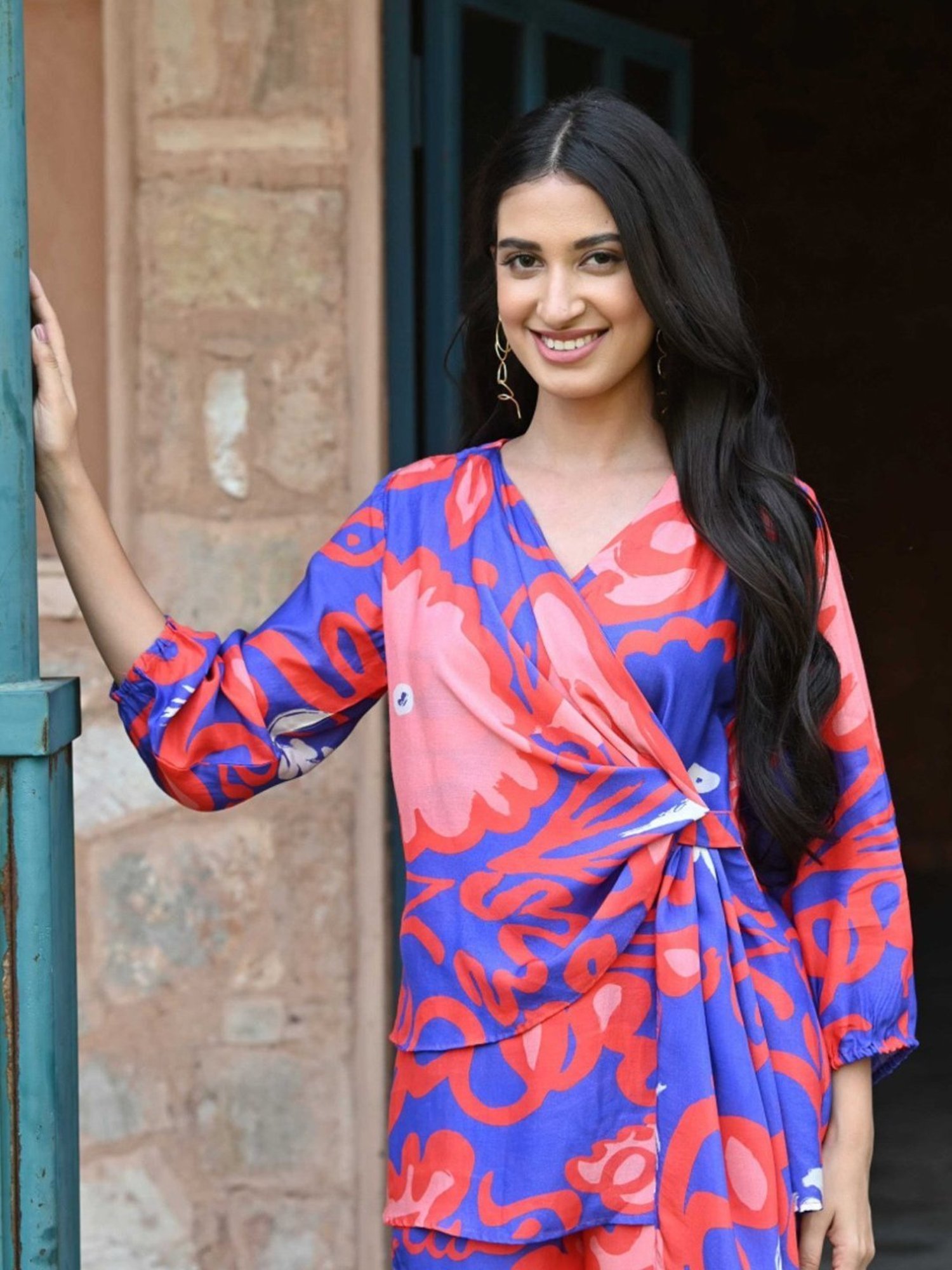 Mahee Jaipur Blue Chic Wave Tunic with Pant Co-ord Set