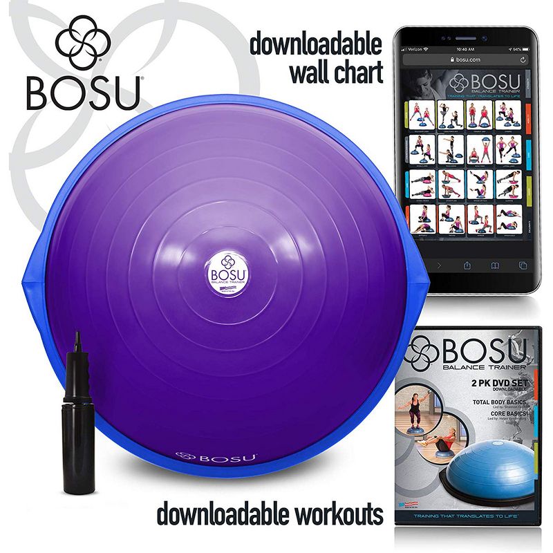 Bosu 72-10850 Home Gym Equipment The Original Balance Trainer 65 cm Diameter, Purple and Blue