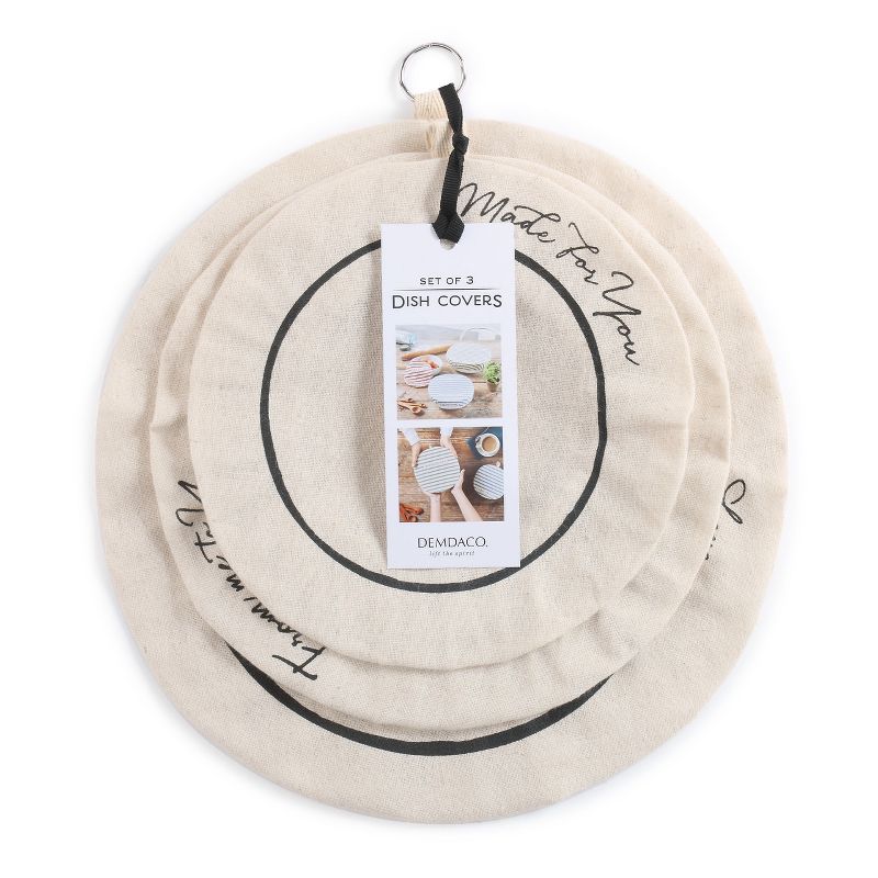 DEMDACO Made with Love Dish Covers Set of 3 11 x 11 - White