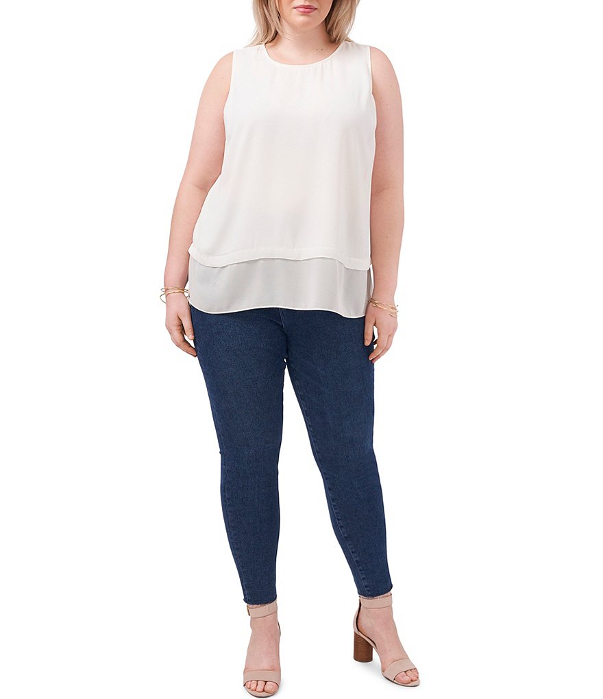 Bryn Walker Plus Size Pira Ponti Sleeveless Jewel Neck Oversized Tank