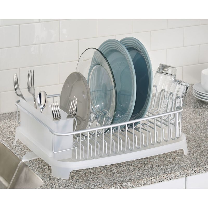 iDESIGN Large Dish Drainer Silver/White