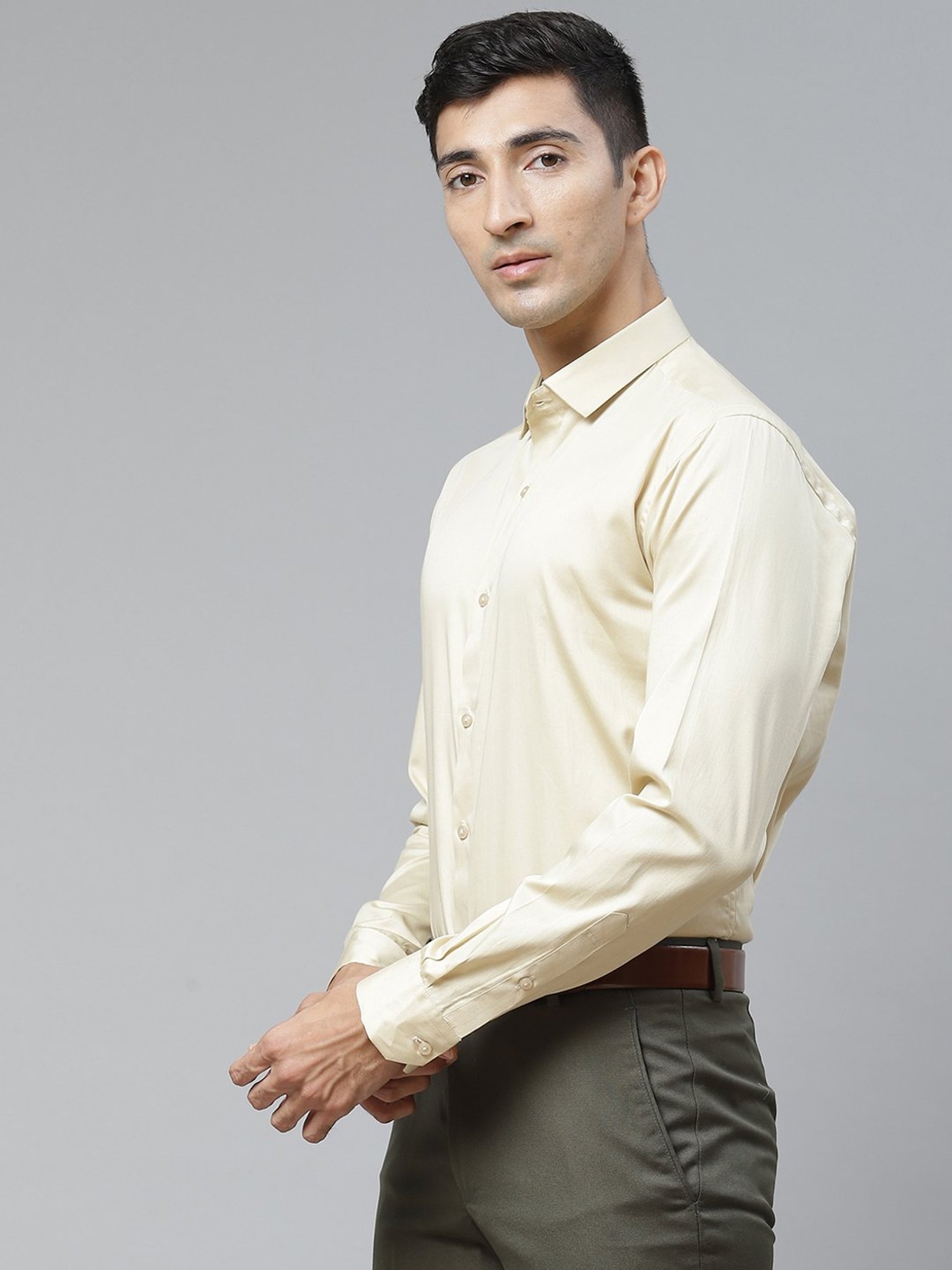 ManQ Beige Slim Fit Shirt