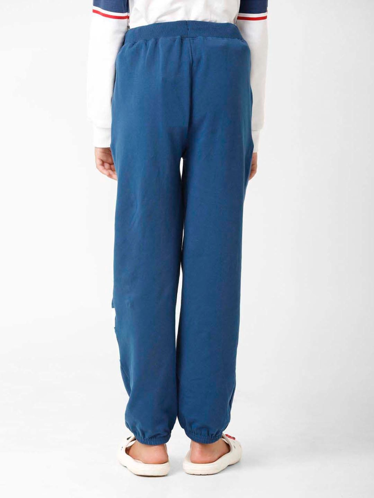 Kate & Oscar Kids Navy Cotton Embroidered Trackpants