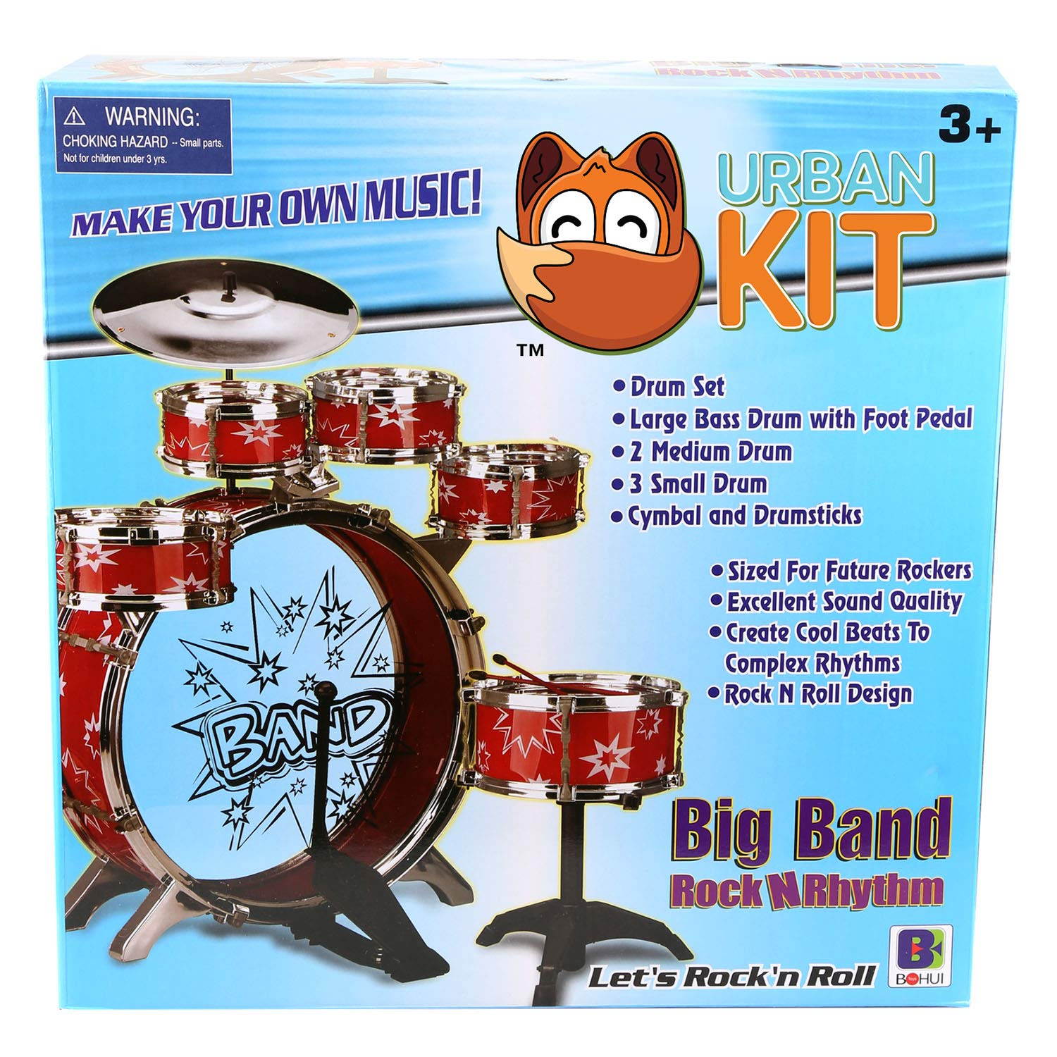 Urban Kit Kids Musical Drum Instrument Set Blue UK-PS75A-BLU