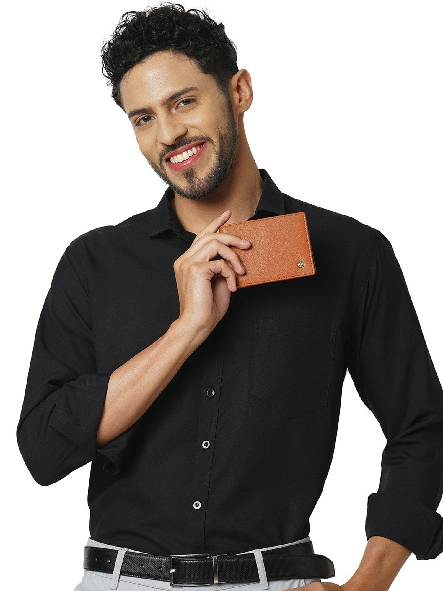 PERQUISITE Brown Casual Leather Bi-Fold Wallet for men