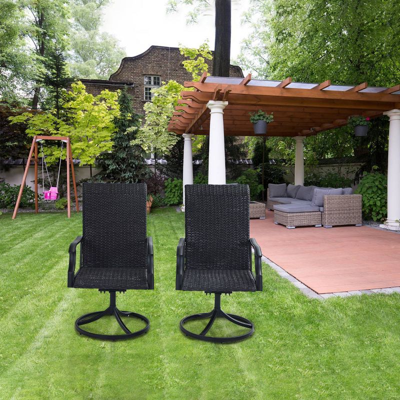 Rattan/Steel 360 Swivel Patio Dining Arm Chairs - Captiva Designs