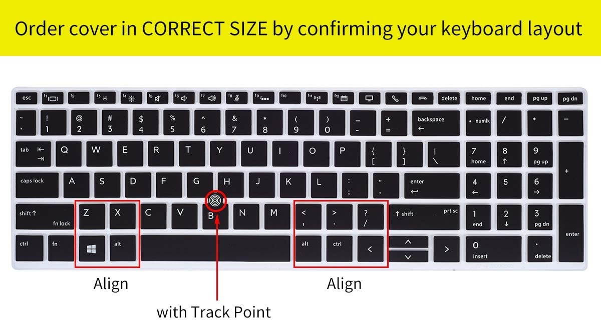 CaseBuy Keyboard Cover for HP EliteBook 850 G5 15.6 / EliteBook 850 G6 15.6 / HP EliteBook 755 G5 15.6 with Pointing HP EliteBook 850 G5 G6 Laptop Cover Accessories Black