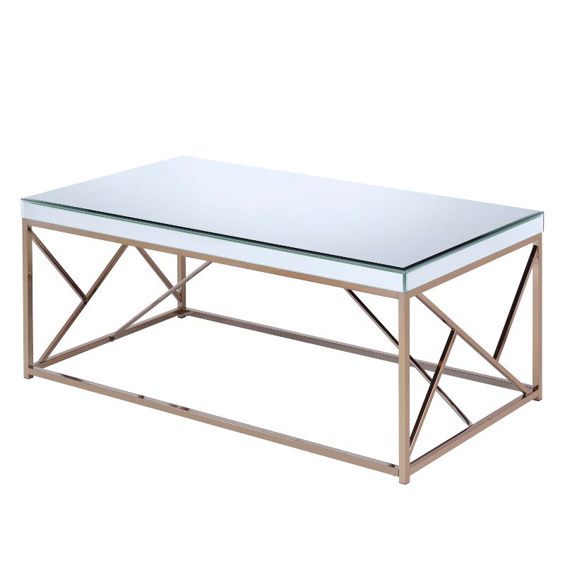 Evelyn Cocktail Table Copper Chrome and Mirror - Steve Silver