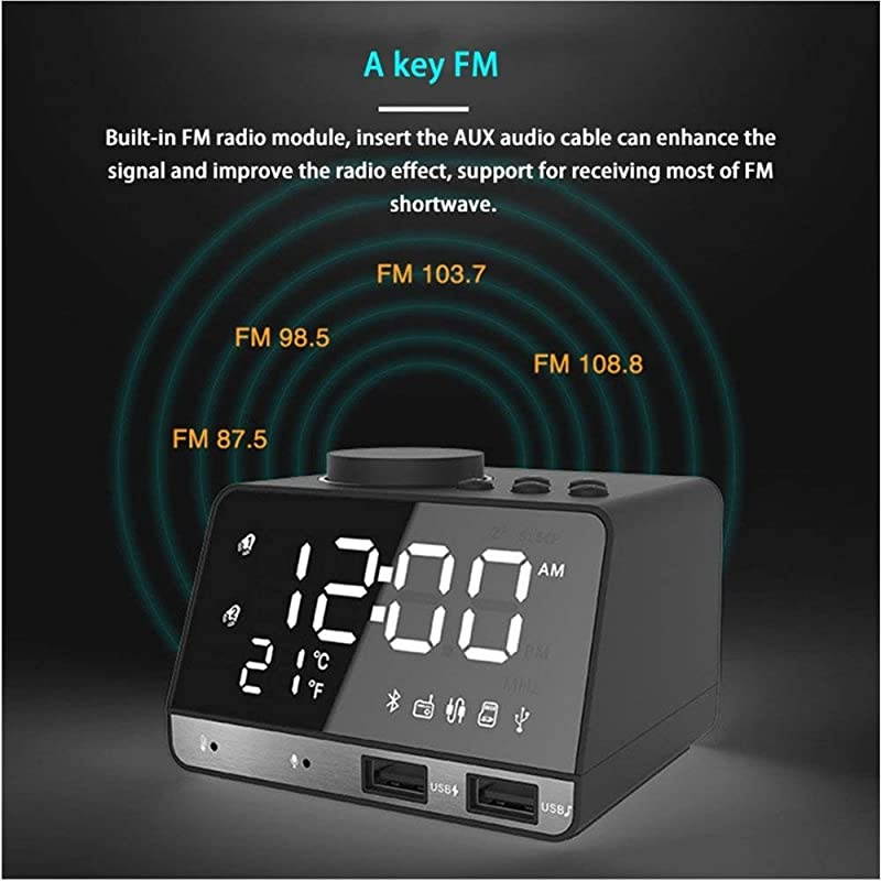 Clocks for Bedrooms 42quot LED Digital Clock Radio with FM Radio Dual USB Port for Charger Snooze Bluetooth AUX TF Card Play Battery Backup Best for Men