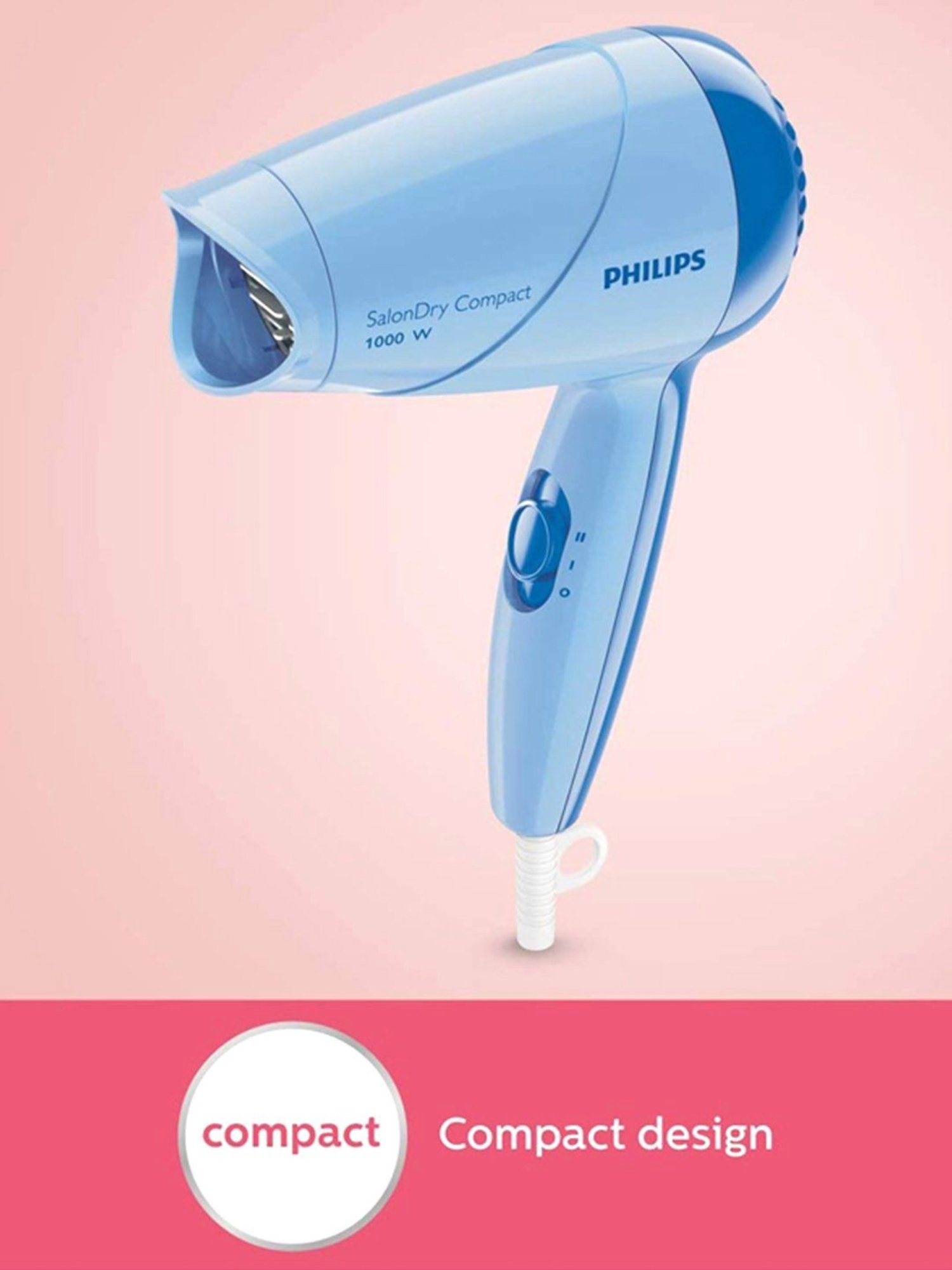 Staunch SHD2011 1600W Compact and Foldable Hair Dryer (White and Pink)