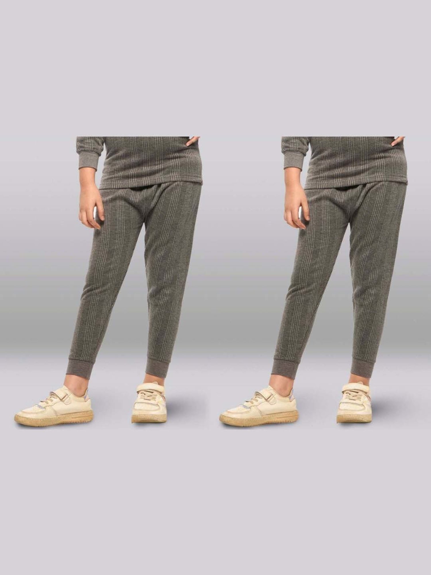 LUX Inferno Girls Charcoal Grey Skinny Fit Thermal Pants (Pack of 2)