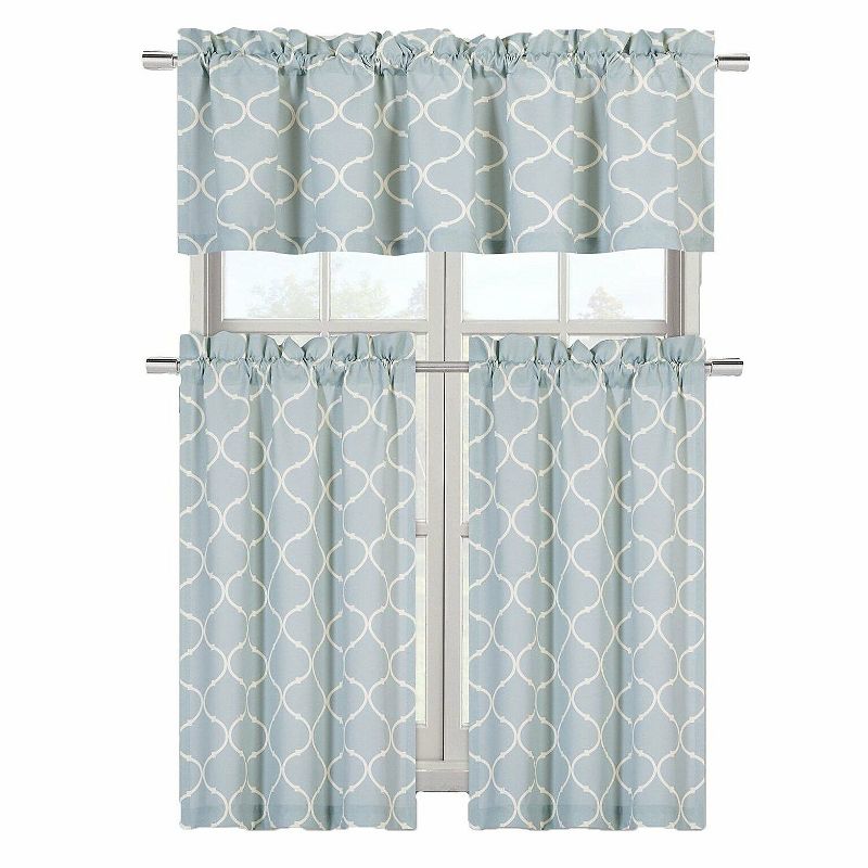 Kate Aurora Holiday Living Classic Poinsettia Complete 3 Piece Christmas Kitchen Curtain Tier & Valance Set - 58 in. W x 36 in. L