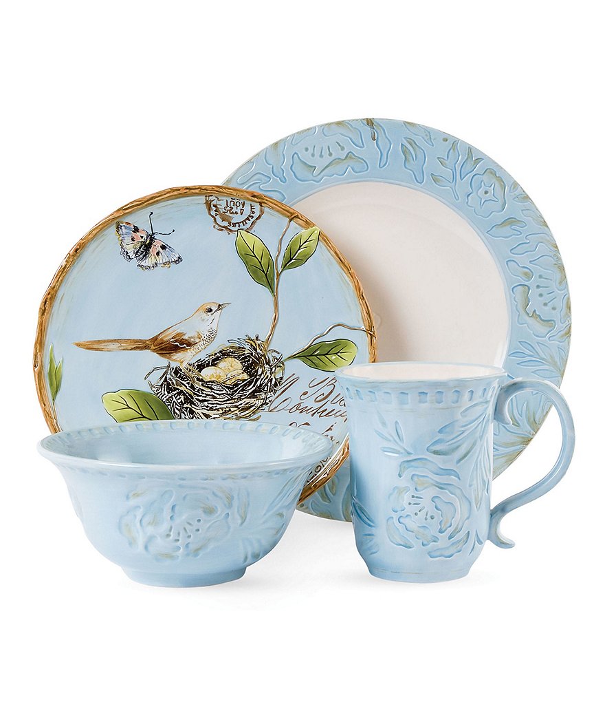 Fitz and Floyd Toulouse Blue 16-Piece Dinnerware Set