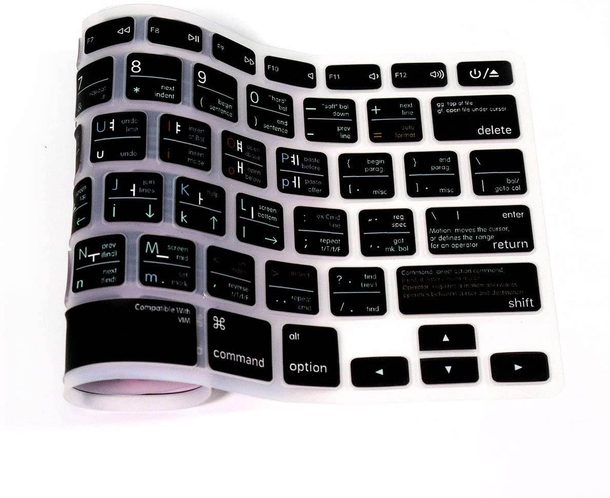 HRH Korean Shortcut Hotkey Silicone Keyboard Cover Skin for MacBook Air 13,Pro 13/15/17 (with or w/Out Retina Display, 2015 or Older Version)&Older iMac USA Layout Keyboard Protector-Vim VI